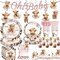 174 Pcs Highland Cow Baby Shower Decorations Tableware Highland Cow Western Theme Party Supplies with Banner Cake Topper Plates and Napkins